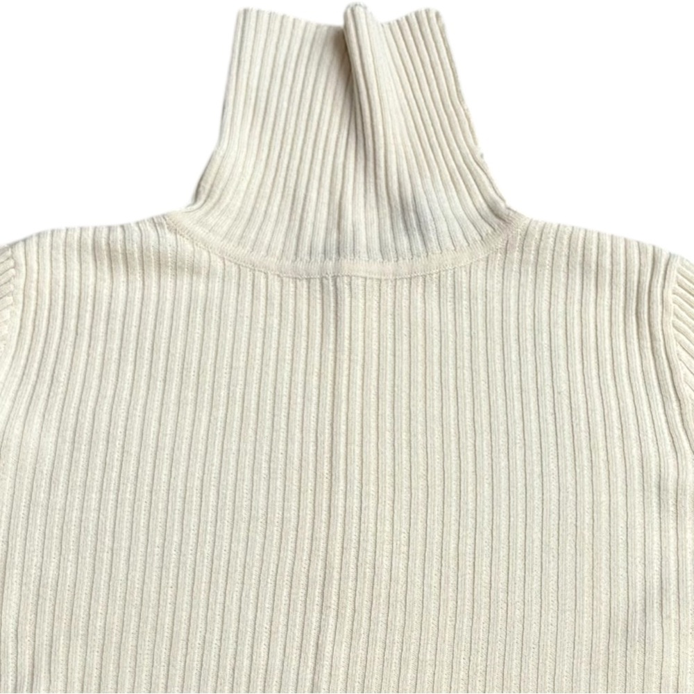Liz‎ Claiborne Merino Wool Turtleneck Sweater Womens Small Ribbed Cream Casual